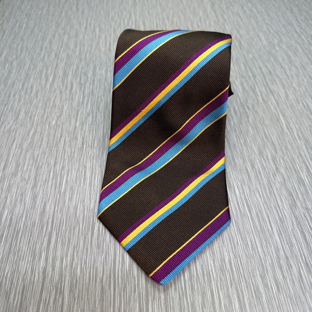 Holland & Sherry Silk Striped‎ Tie Classic British Luxury Designer Mens